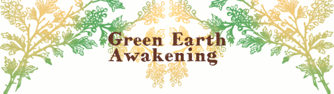 Green earth awakening text against briar backgrounds